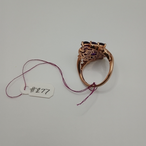 Purple Gemstone Gold Plated Sterling Silver Ring Size 9 - Picture 7 of 8